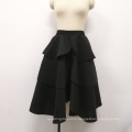 High Waist Ball Gown Black Layers Ruffles A Line 1 Piece Casual Skirt Lady